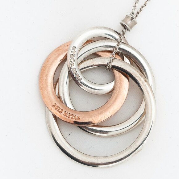 Tiffany & Co. Interlocking Circles Sterling Silver & Rubedo Pendant Necklace - Picture 3 of 6